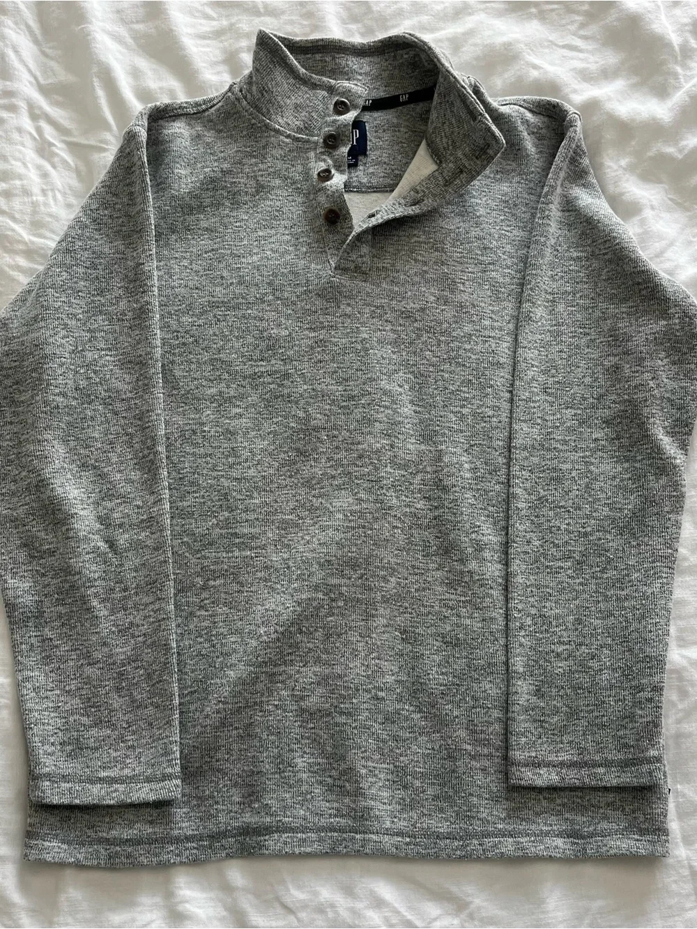 GAP Men's Heather Gray Henley  Knit Pullover